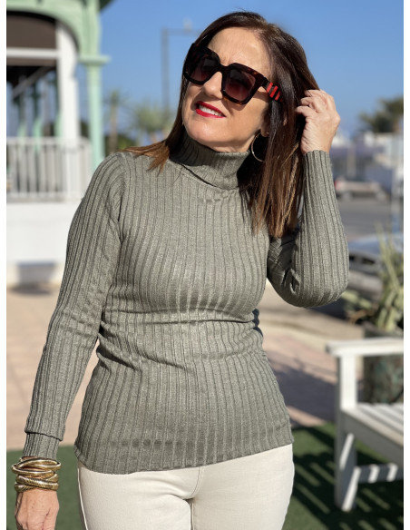 🌼 Suéter de Canalé en verde kaki 🌈