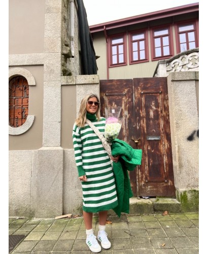 Vestido franjas verdes y blancas