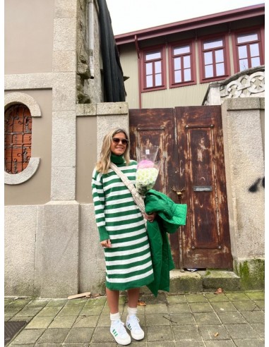 Vestido franjas verdes y blancas