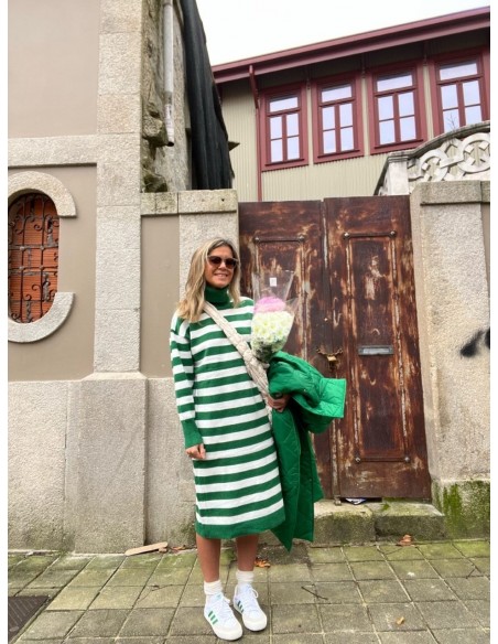 Vestido franjas verdes y blancas