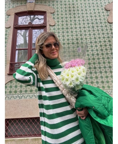 Vestido franjas verdes y blancas 2