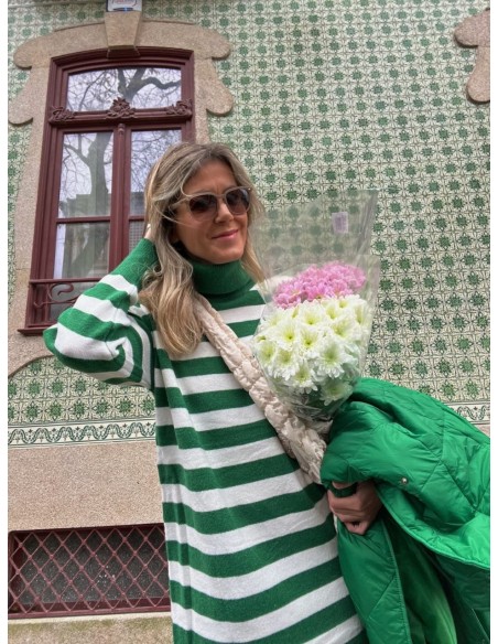 Vestido franjas verdes y blancas