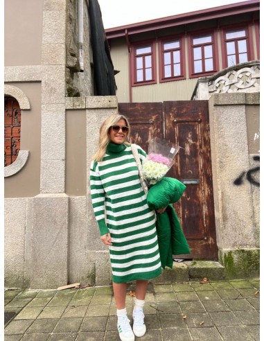 Vestido franjas verdes y blancas