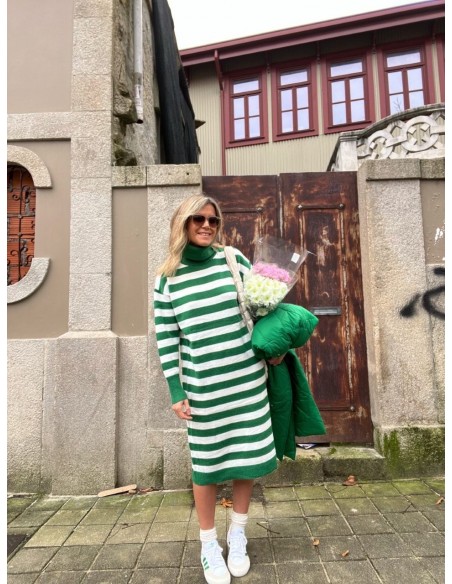 Vestido franjas verdes y blancas