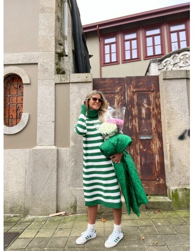 Vestido franjas verdes y blancas