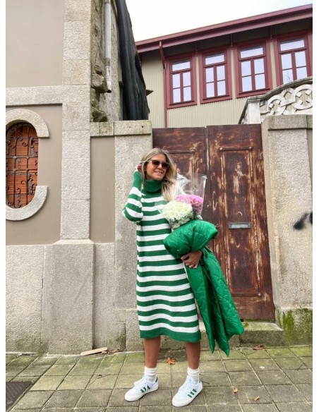 Vestido franjas verdes y blancas