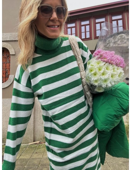 Vestido franjas verdes y blancas