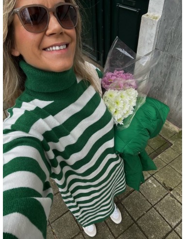 Vestido franjas verdes y blancas