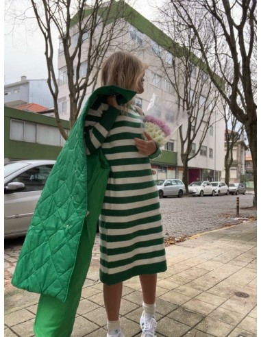 Vestido franjas verdes y blancas