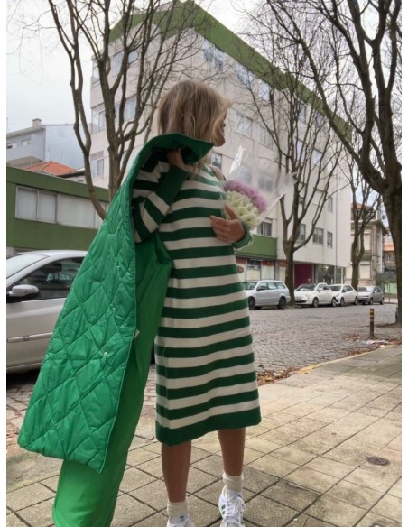 Vestido franjas verdes y blancas