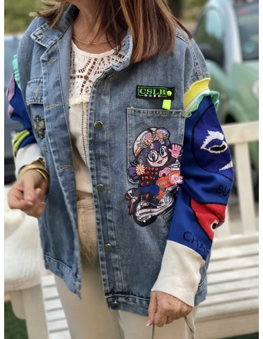 👖 Cazadora Vaquera con Mangas de Punto: Estilo...