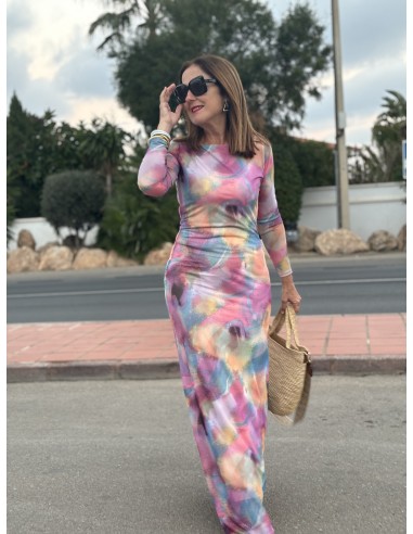 🌸 Vestido de Tul Tie Dye: Elegancia en Tonos...