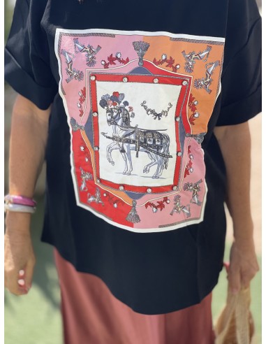 Camiseta caballos negra