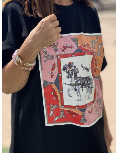 Camiseta caballos negra