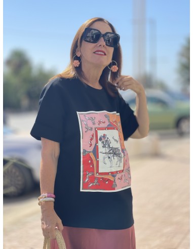 Camiseta caballos negra