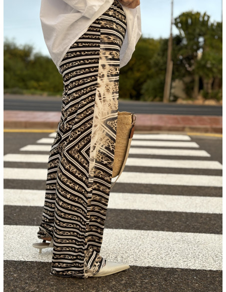 🌟 Pantalón Punto Seda Estampado franjas : Elegancia y Comodidad