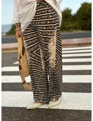 🌟 Pantalón Punto Seda Estampado franjas :...