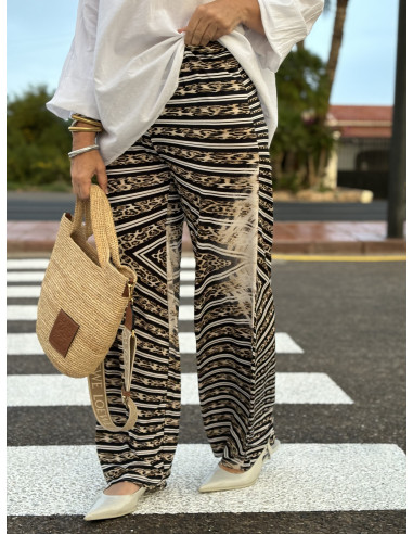 🌟 Pantalón Punto Seda Estampado franjas :...