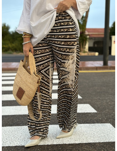 🌟 Pantalón Punto Seda Estampado franjas :...