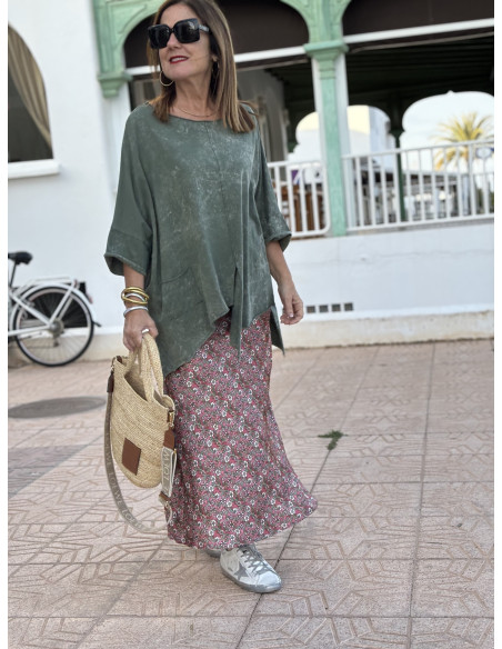 🌸 Falda Floral Elegante en satén✨
