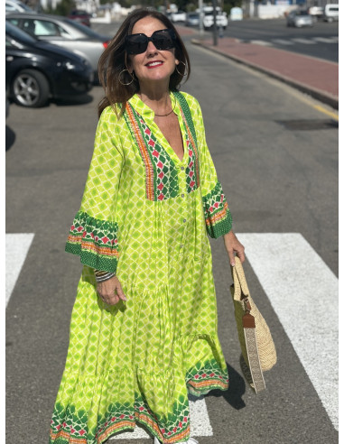 🍋 Maxi Vestido Geométrico: Frescura en Lima