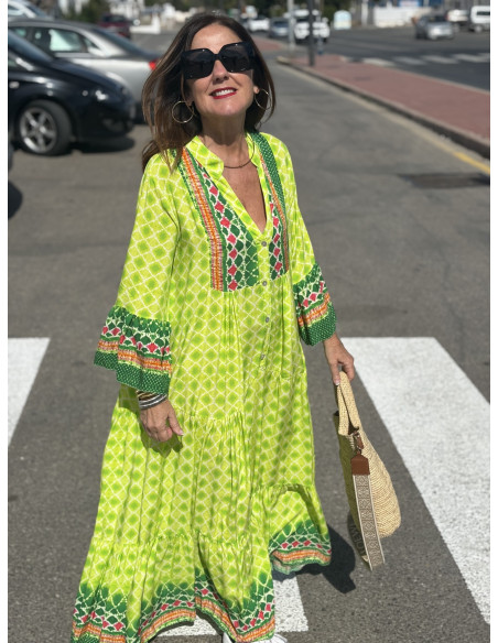 🍋 Maxi Vestido Geométrico: Frescura en Lima