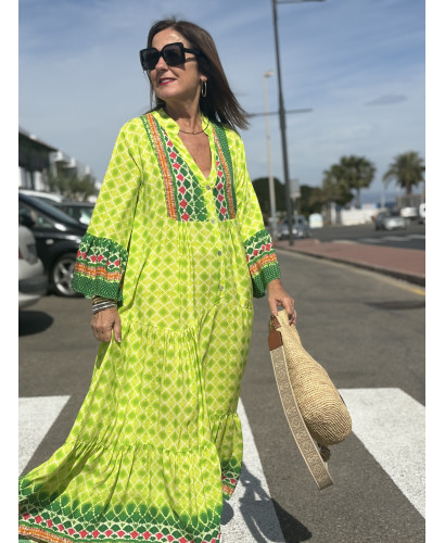 🍋 Maxi Vestido Geométrico: Frescura en Lima