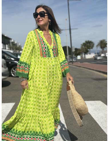 🍋 Maxi Vestido Geométrico: Frescura en Lima
