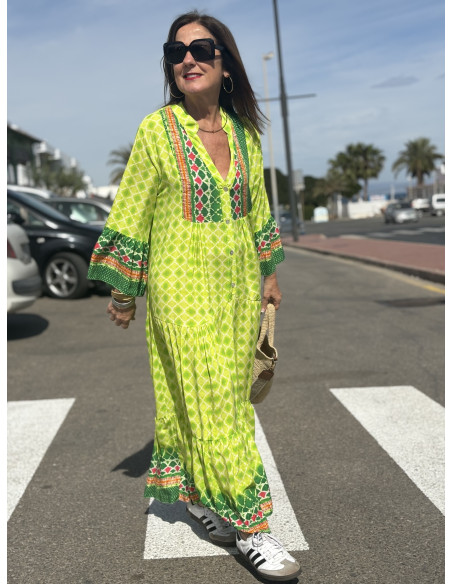 🍋 Maxi Vestido Geométrico: Frescura en Lima
