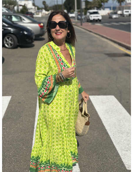 🍋 Maxi Vestido Geométrico: Frescura en Lima