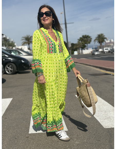 🍋 Maxi Vestido Geométrico: Frescura en Lima