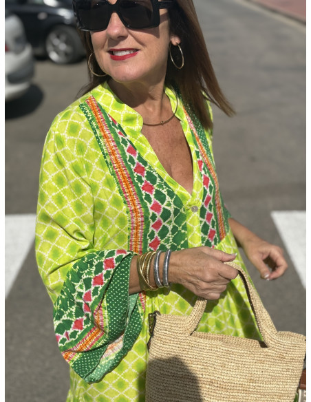 🍋 Maxi Vestido Geométrico: Frescura en Lima