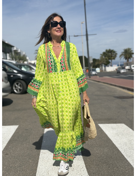 🍋 Maxi Vestido Geométrico: Frescura en Lima