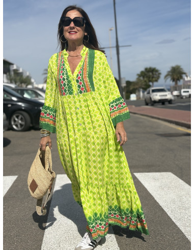 🍋 Maxi Vestido Geométrico: Frescura en Lima