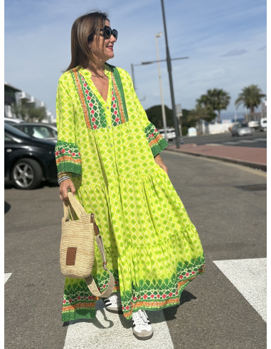 🍋 Maxi Vestido Geométrico: Frescura en Lima