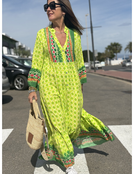 🍋 Maxi Vestido Geométrico: Frescura en Lima