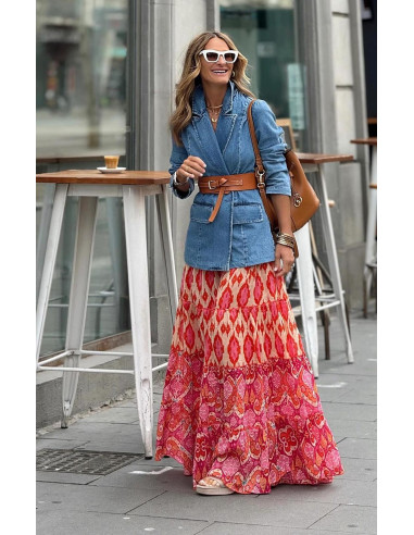 🌸✨ Falda Larga Estampada: Elegancia y Frescura 🌈