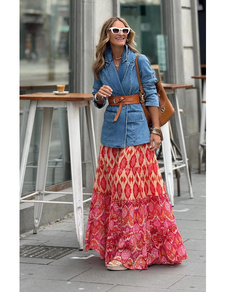 🌸✨ Falda Larga Estampada: Elegancia y Frescura 🌈