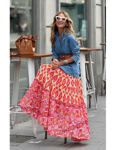 🌸✨ Falda Larga Estampada: Elegancia y Frescura 🌈