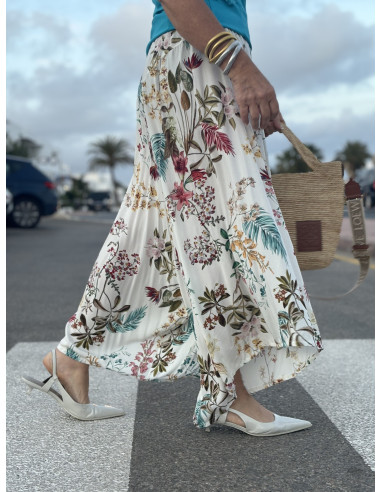 🌸 Pantalón Baggy Floral Blanco: Elegancia y...