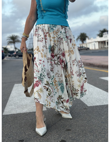 🌸 Pantalón Baggy Floral Blanco: Elegancia y...