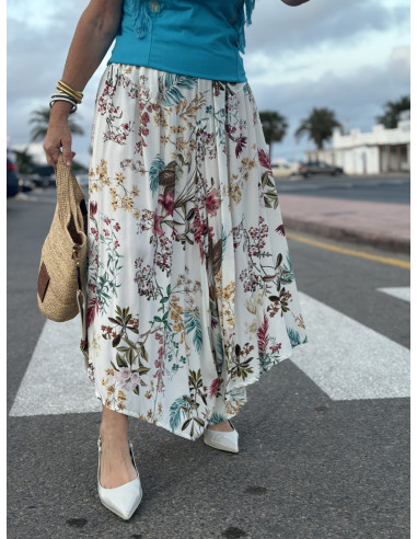 🌸 Pantalón Baggy Floral Blanco: Elegancia y...