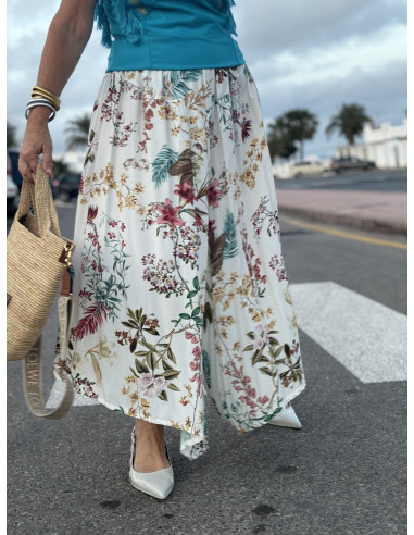 🌸 Pantalón Baggy Floral Blanco: Elegancia y...