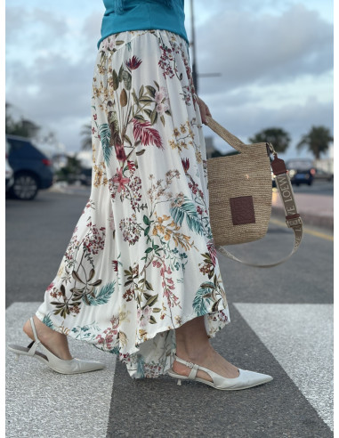 🌸 Pantalón Baggy Floral Blanco: Elegancia y...