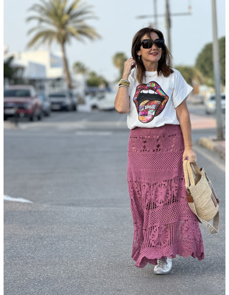 🌸👗 Falda de Crochet Rosa: Elegancia en Movimiento 🌟