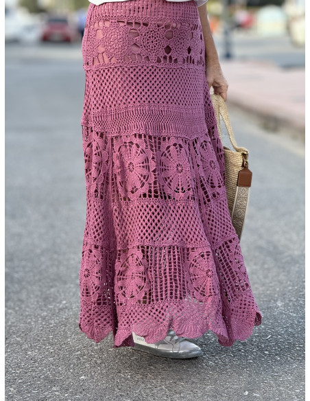 🌸👗 Falda de Crochet Rosa: Elegancia en Movimiento 🌟