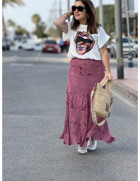 🌸👗 Falda de Crochet Rosa: Elegancia en Movimiento 🌟