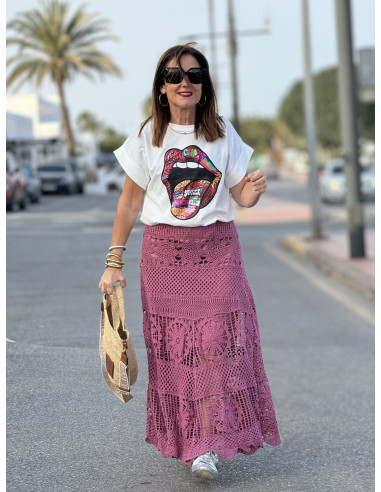 🌸👗 Falda de Crochet Rosa: Elegancia en...