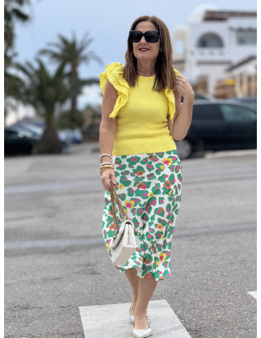 🌺 Falda Satén Estampada: Vibrante y Elegante 🌺