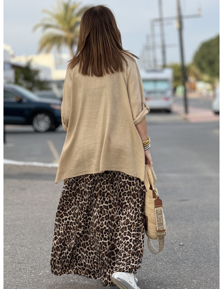 🌀 Camiseta Lino Zig-zag: LOVE en Tostado 🌀